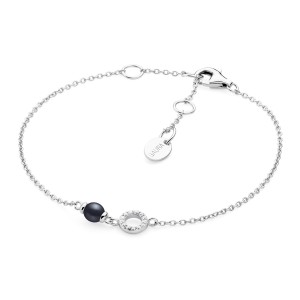 Bratara argint cu perla naturala neagra si cerc cu pietre DiAmanti SK22244B_B-G (Argint 925‰ 1,4 g.)